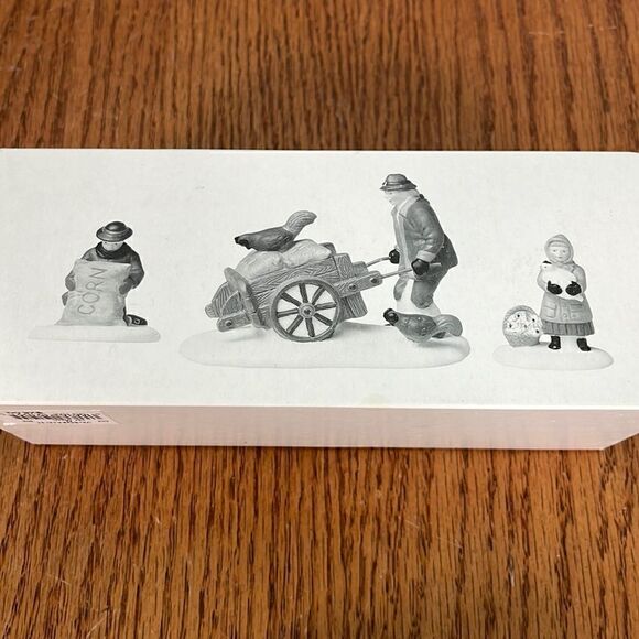 Dept 56 Heritage Village New England Collection 3 pc Harvest Seed Cart MINT - Picture 2 of 5